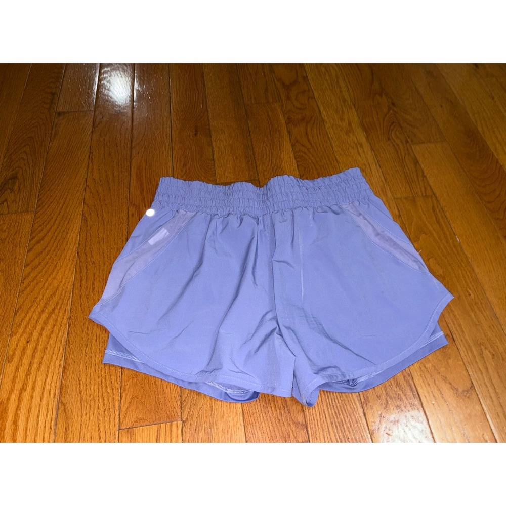 Apana Womens Layered Running Shorts Periwinkle Purple Mesh Panels Size Large
